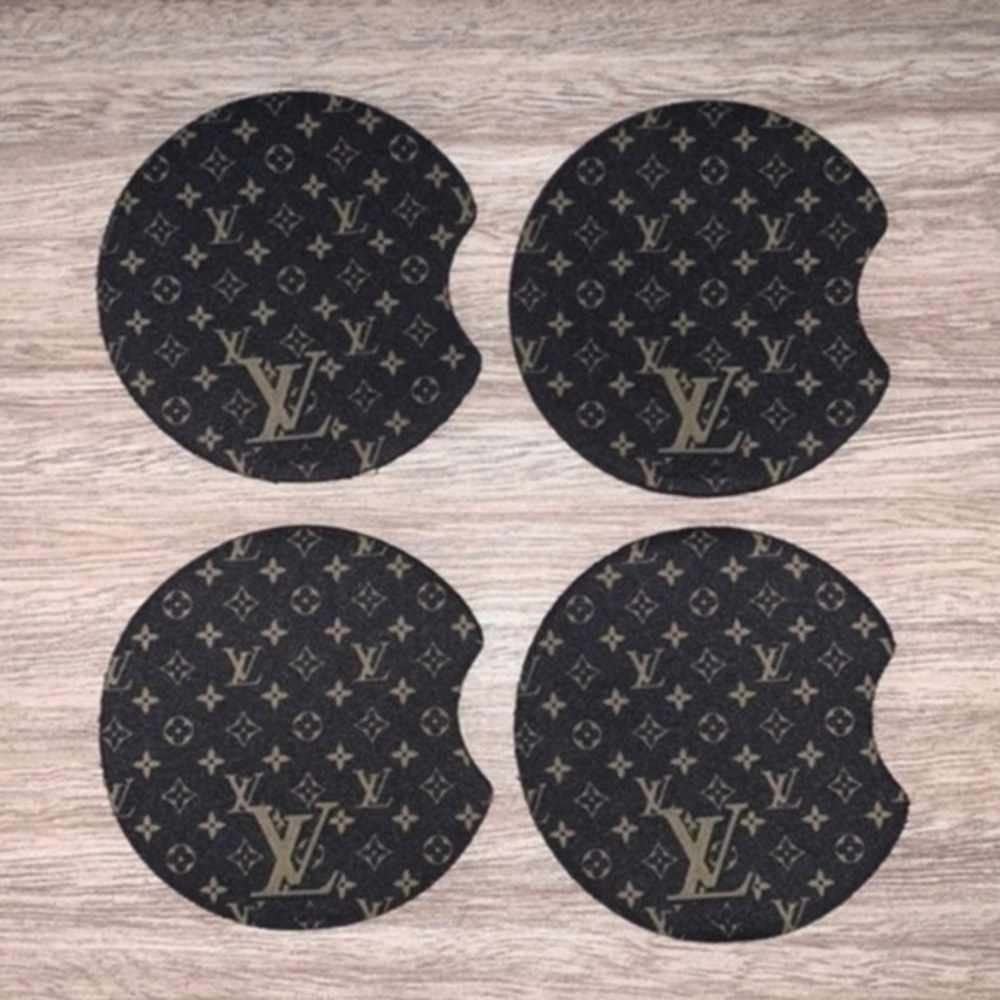 LV Louis Vuitton black car coaster 4pack new